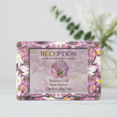 Victoriaans Mauve bloemenreceptie Kaart (Staand voorkant)
