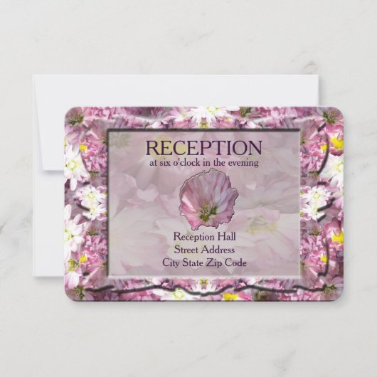 Victoriaans Mauve bloemenreceptie Kaart (Voorkant)