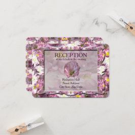 Victoriaans Mauve bloemenreceptie Kaart