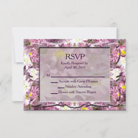 Victoriaans Mauve Floral RSVP Kaartje (Voorkant)