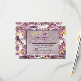 Victoriaans Mauve Floral RSVP Kaartje
