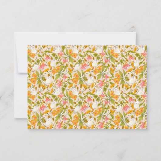 Victoriaans Meadow geel RSVP kaart (Achterkant)