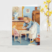 Victoriaans Meisje All Occasion Custom Wenskaart Kaart (Gele Bloem)