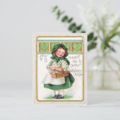 Victoriaans Meisje Basket Hart Briefkaart (Staand voorkant)