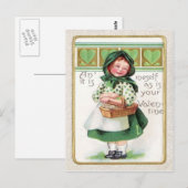 Victoriaans Meisje Basket Hart Briefkaart (Voorkant / Achterkant)