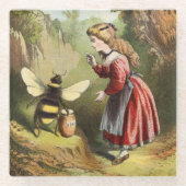 Victoriaans meisje dat praat met roombijen Glazen Onderzetter (Voorkant)