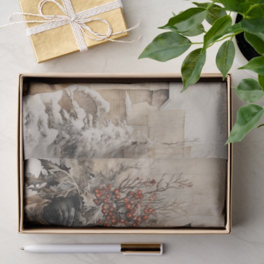 Victoriaans Meisje Decoupage Kerstmis Tissuepapier (Geschenk)