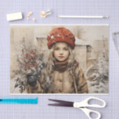 Victoriaans Meisje Decoupage Kerstmis Tissuepapier (Craft)