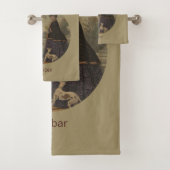 Victoriaans meisje en hond op de rol bad handdoek (Insitu)