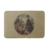 Victoriaans meisje en hond op de rol badmat (Voorkant)