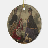 Victoriaans meisje en hond op de rol keramisch ornament (Links)