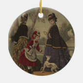 Victoriaans meisje en hond op de rol keramisch ornament (Achterkant)