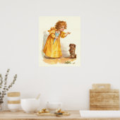  Victoriaans meisje en hond van Frances Brundage Poster (Keuken)