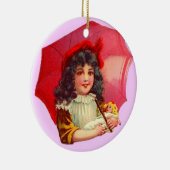 Victoriaans meisje en pop keramisch ornament (Rechts)