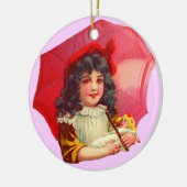 Victoriaans meisje en pop keramisch ornament (Links)