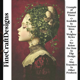 Victoriaans meisje, fluwelen jurk, wijnstokken BE4 Tissuepapier