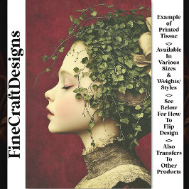 Victoriaans meisje, fluwelen jurk, wijnstokken BE5 Tissuepapier