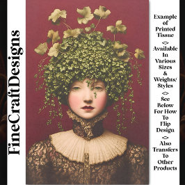 Victoriaans meisje, fluwelen jurk, wijnstokken BE6 Tissuepapier