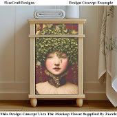 Victoriaans meisje, fluwelen jurk, wijnstokken BE6 Tissuepapier