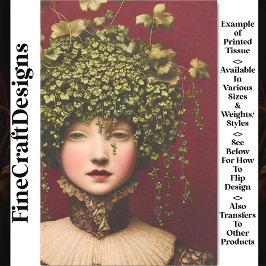 Victoriaans meisje, fluwelen jurk, wijnstokken BE7 Tissuepapier
