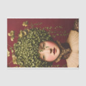 Victoriaans meisje, fluwelen jurk, wijnstokken BE7 Tissuepapier (Voorkant)