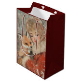  Victoriaans Meisje & Fox Kerstdecoupage Medium Cadeauzakje (Voorkant Gekanteld)