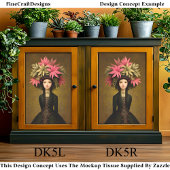 Victoriaans Meisje, Grote Bloemen Pet DK5L Decoupa Tissuepapier