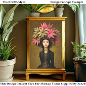 Victoriaans Meisje, Grote Bloemen Pet DK5L Decoupa Tissuepapier