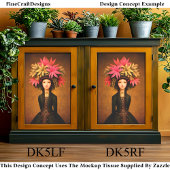 Victoriaans Meisje, Grote Bloemen Pet DK5LF Decoup Tissuepapier