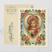 Victoriaans meisje in de  reproductie van het Lijs Briefkaart (Voorkant / Achterkant)
