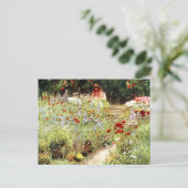Victoriaans meisje in de Vloertuin Briefkaart (Staand voorkant)
