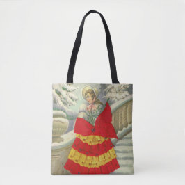 Victoriaans meisje in de winter tote bag