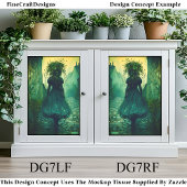 Victoriaans meisje in groene jurk DG7LF Decoupage Tissuepapier