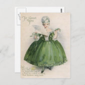  Victoriaans meisje in het groen St Patrick's Day  Briefkaart (Voorkant / Achterkant)