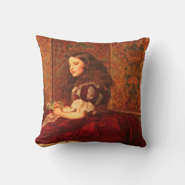  Victoriaans meisje in rode jurk Kussen (Voorkant)