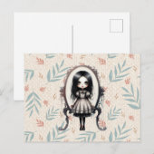 Victoriaans Meisje in  Spiegel Halloween Feestdagenkaart (Voorkant / Achterkant)