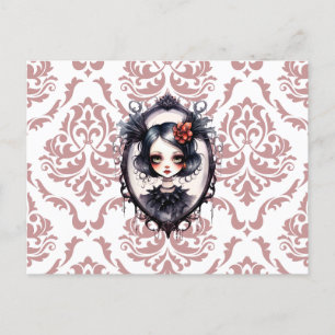 Victoriaans Meisje in  Spiegel Halloween Feestdagenkaart