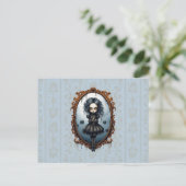 Victoriaans Meisje in  Spiegel Halloween Feestdagenkaart (Staand voorkant)