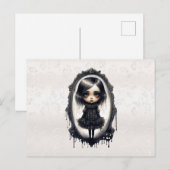 Victoriaans Meisje in  Spiegel Halloween Feestdagenkaart (Voorkant / Achterkant)