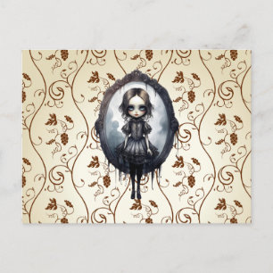 Victoriaans Meisje in  Spiegel Halloween Feestdagenkaart