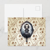 Victoriaans Meisje in  Spiegel Halloween Feestdagenkaart (Voorkant / Achterkant)