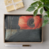 Victoriaans Meisje Kat Maan Rode Poppies Abstracte Tissuepapier (Geschenk)