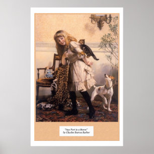 Victoriaans meisje Kittens Dog "Elke poort in een Poster