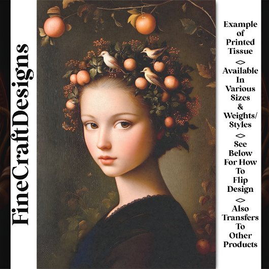 Victoriaans Meisje Kroonblad + Fruit BF3 Decoupage Tissuepapier