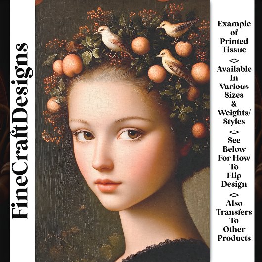 Victoriaans Meisje Kroonblad + Fruit BF4 Decoupage Tissuepapier