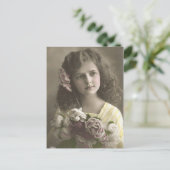  Victoriaans meisje met bloemen Briefkaart (Staand voorkant)