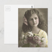  Victoriaans meisje met bloemen Briefkaart (Voorkant / Achterkant)