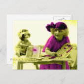 Victoriaans meisje met Briefkaart Doll (Voorkant / Achterkant)