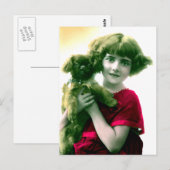 Victoriaans meisje met Briefkaart van Dog (Voorkant / Achterkant)