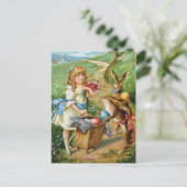 Victoriaans Meisje met de Post van Paashazen & van Feestdagenkaart (Staand voorkant)